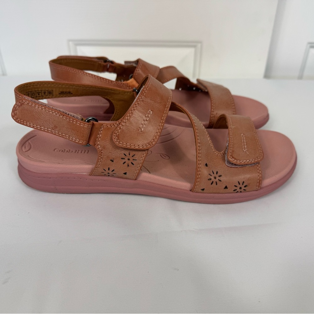 Cobb Hill Tala Asym Sandals Womens 9‎ M Coral Pink Leather Strappy